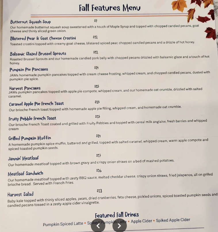 JAM Eateries Restaurant Menu | Latest Breakfast & Brunch Prices